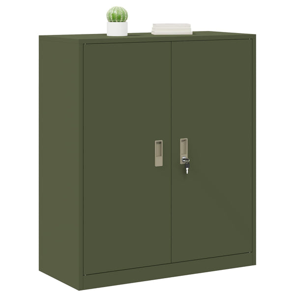Aktenschrank Olive Grün Stahl 90x40x105 cm