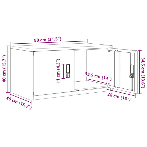 Schwarzer Stahlschrank, 80x40x40 cm
