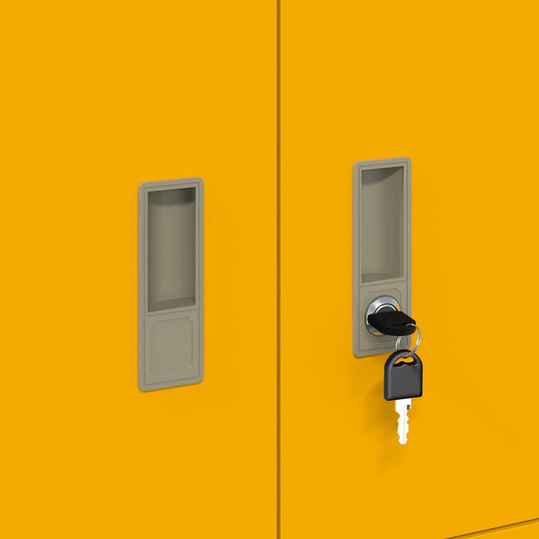 Senfgelber Stahlschrank, 80x40x40 cm