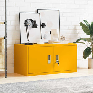 Senfgelber Stahlschrank, 80x40x40 cm