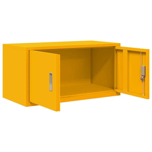 Senfgelber Stahlschrank, 80x40x40 cm