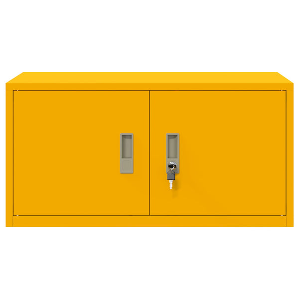 Senfgelber Stahlschrank, 80x40x40 cm
