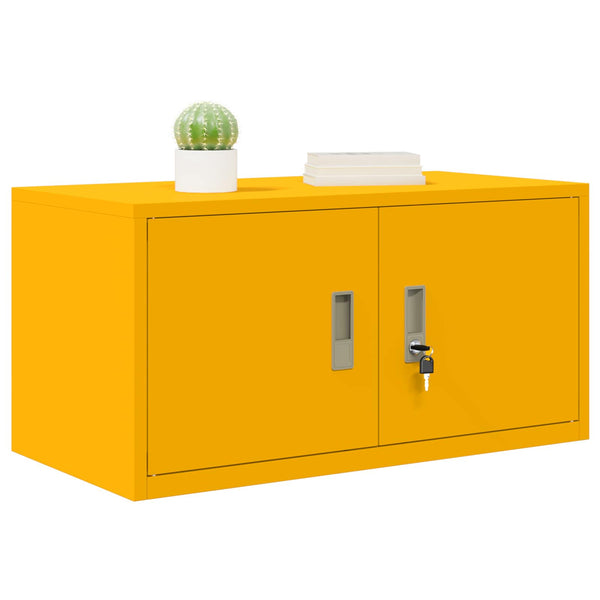 Senfgelber Stahlschrank, 80x40x40 cm