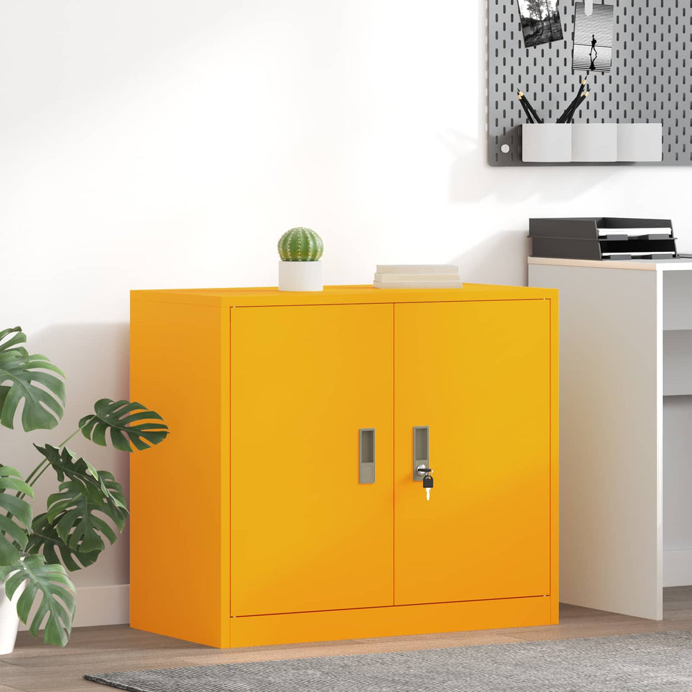 Senfgelber Stahlschrank, 80x40x70 cm