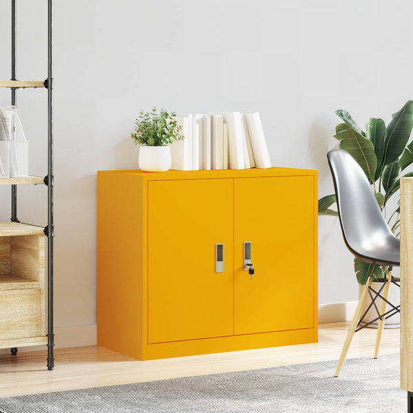 Senfgelber Stahlschrank, 80x40x70 cm
