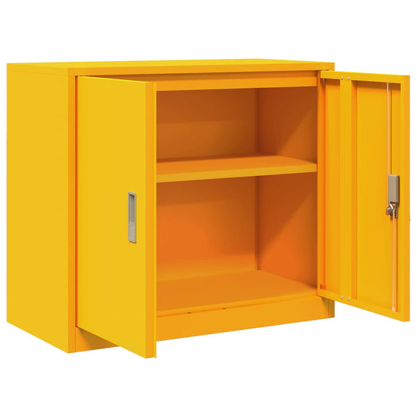 Senfgelber Stahlschrank, 80x40x70 cm