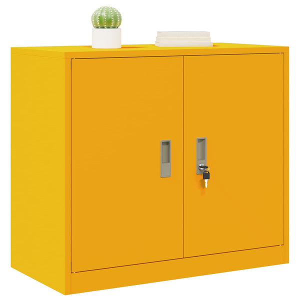 Senfgelber Stahlschrank, 80x40x70 cm