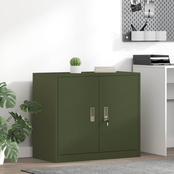 Aktenschrank Olive Grün Stahl 80x40x70 cm