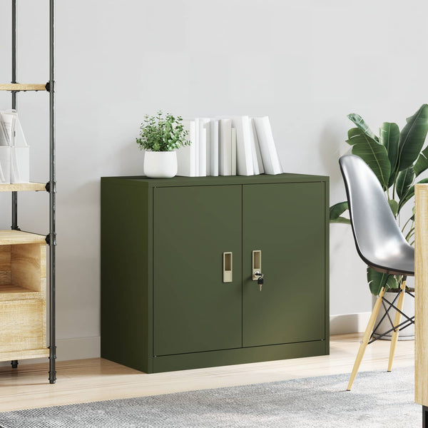 Aktenschrank Olive Grün Stahl 80x40x70 cm