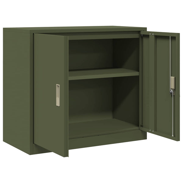 Aktenschrank Olive Grün Stahl 80x40x70 cm