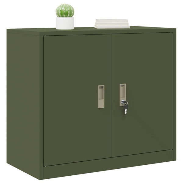 Aktenschrank Olive Grün Stahl 80x40x70 cm