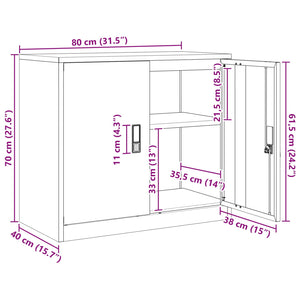 Aktenschrank Olive Grün Stahl 80x40x70 cm