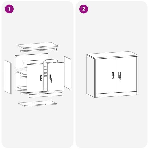 Weißer Stahlschrank, 80 cm