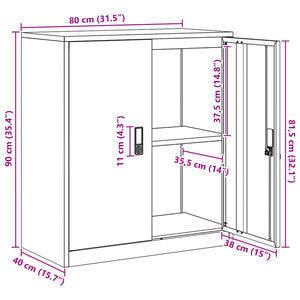 Stahlschrank Schwarz, 80x40x90 cm