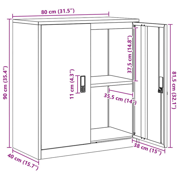 Stahlschrank Schwarz, 80x40x90 cm