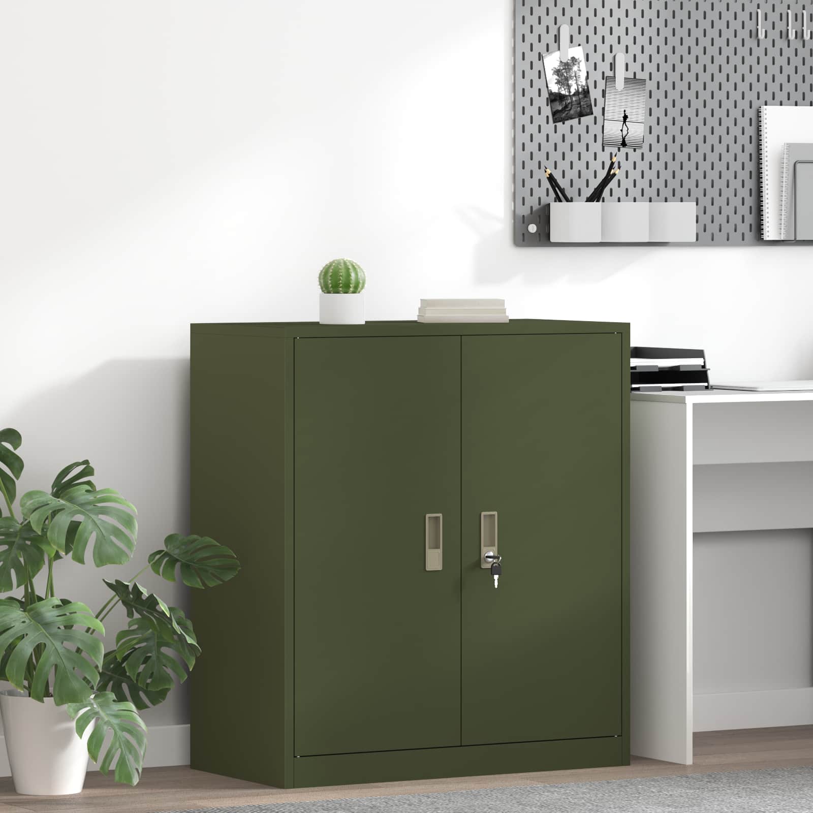 Aktenschrank Olive Grün Stahl 80x90 cm