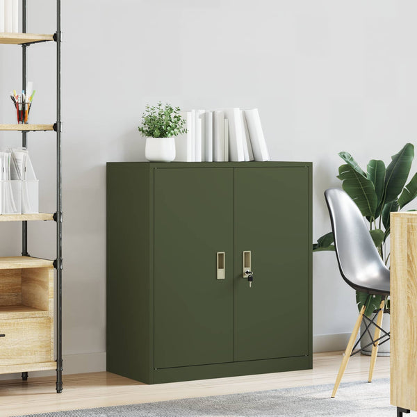 Aktenschrank Olive Grün Stahl 80x90 cm