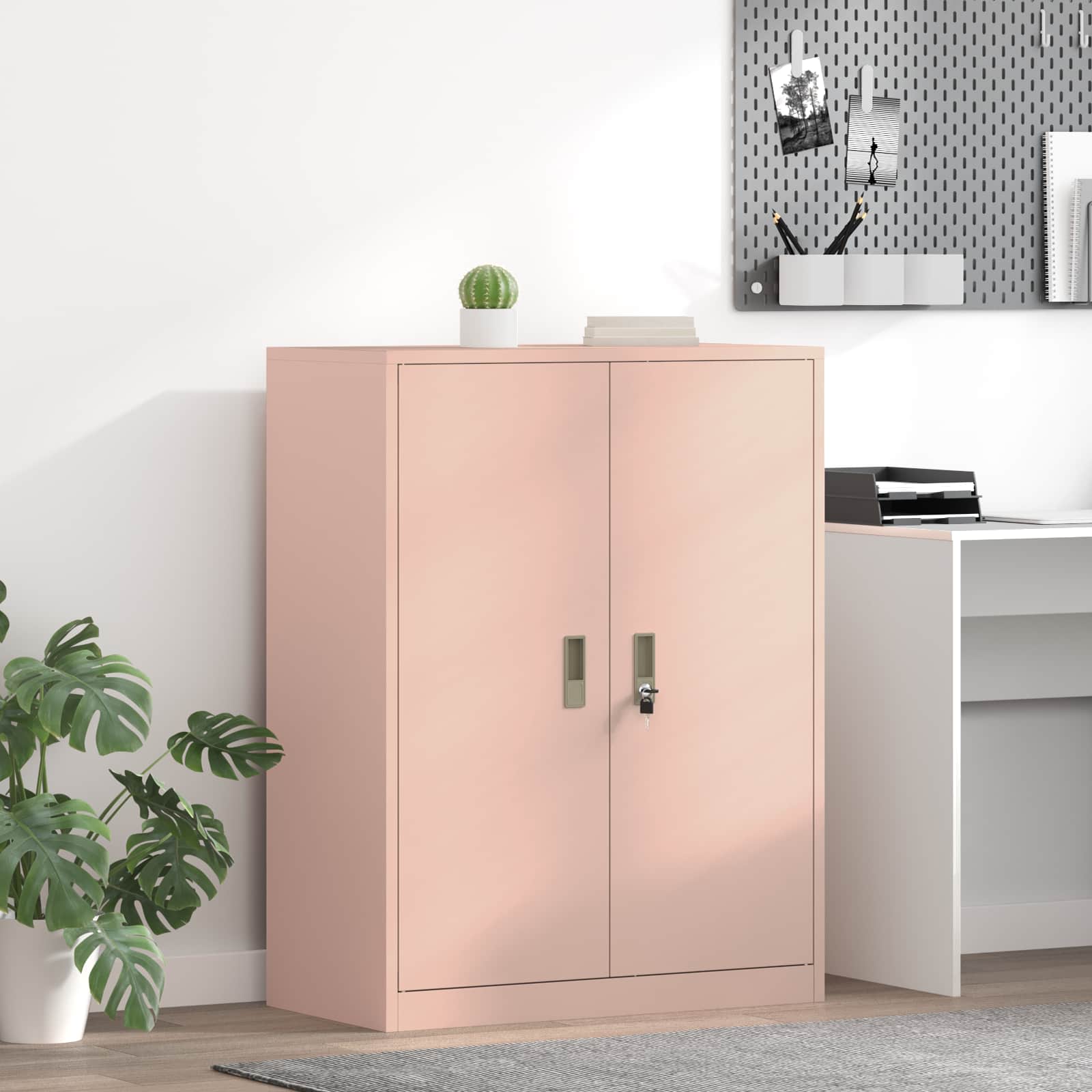 Rosa Stahlschrank, 80x40x105 cm