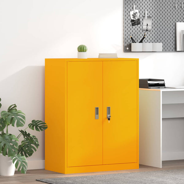 Senfgelber Stahlschrank, 80x40x105 cm