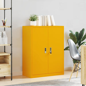 Senfgelber Stahlschrank, 80x40x105 cm