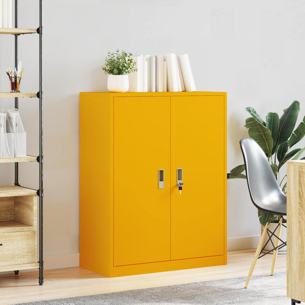 Senfgelber Stahlschrank, 80x40x105 cm