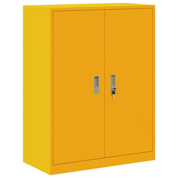 Senfgelber Stahlschrank, 80x40x105 cm