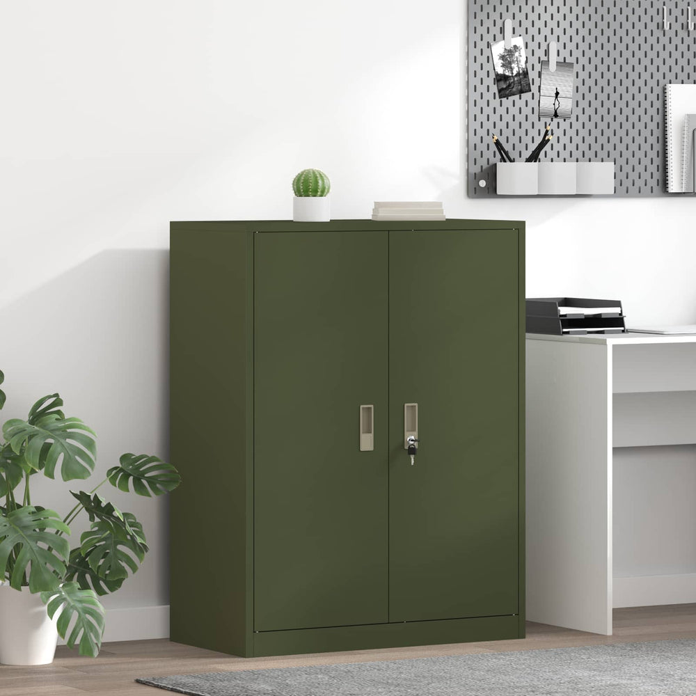 Aktenschrank Olive Grün Stahl 80x40x105cm