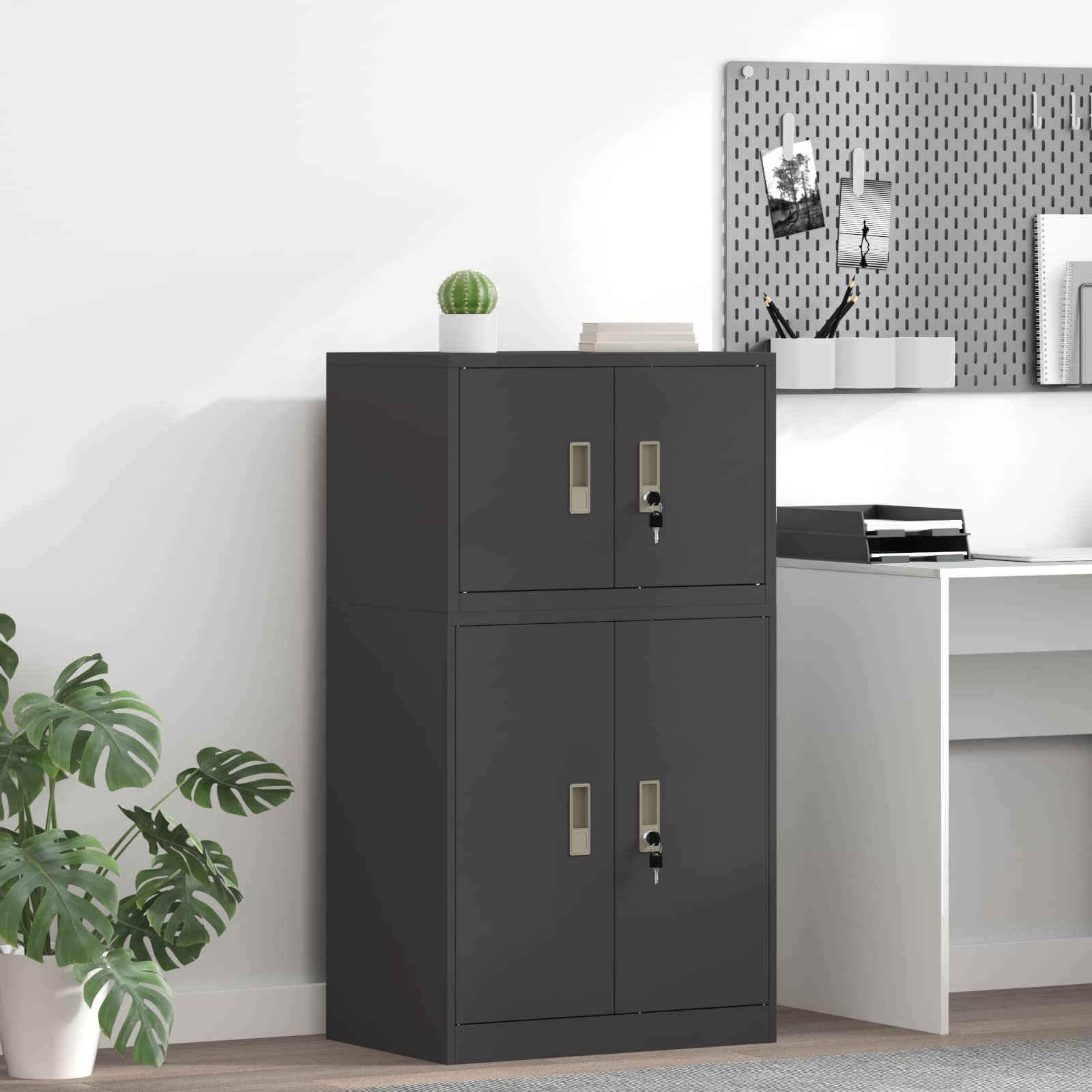 Schwarzer Stahlschrank, 60x40x40 cm