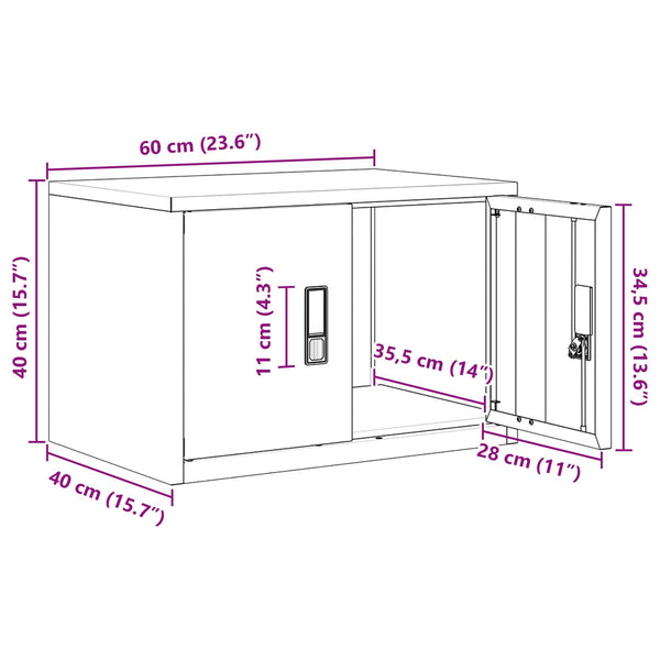 Anthrazit Büroschrank Stahl 60x40x40cm
