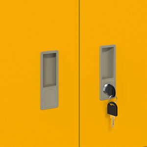 Senfgelber Stahlschrank, 60x40x40 cm