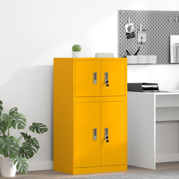 Senfgelber Stahlschrank, 60x40x40 cm