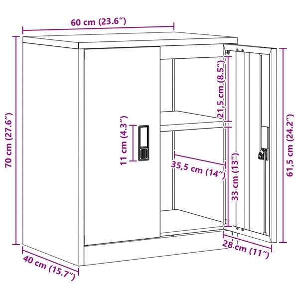 Rosa Aktenschrank, Stahl, 60x40x70 cm