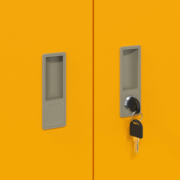 Senfgelber Stahlschrank, 60x40x90cm