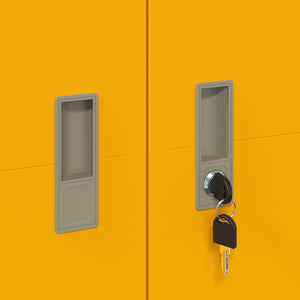 Senfgelber Stahlschrank, 60x40x140 cm