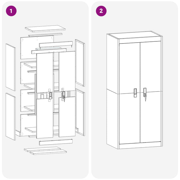 Senfgelber Stahlschrank, 60x40x140 cm