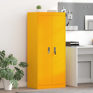 Senfgelber Stahlschrank, 60x40x140 cm