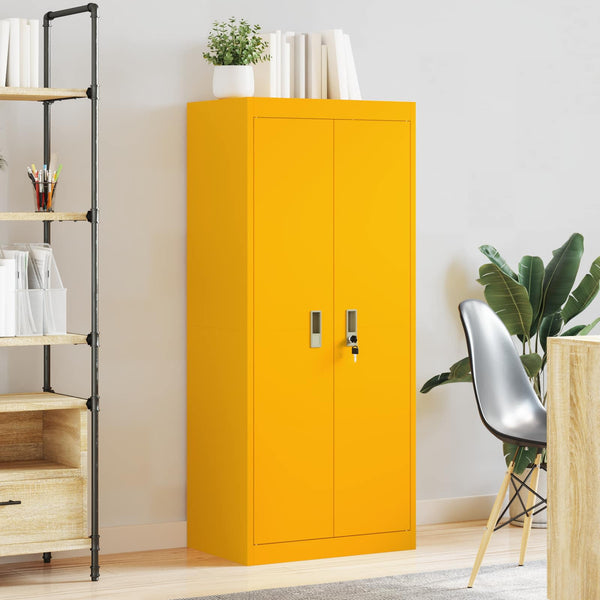 Senfgelber Stahlschrank, 60x40x140 cm