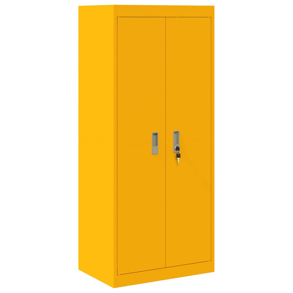 Senfgelber Stahlschrank, 60x40x140 cm