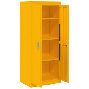 Senfgelber Stahlschrank, 60x40x140 cm