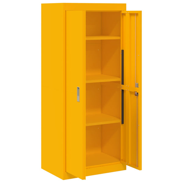 Senfgelber Stahlschrank, 60x40x140 cm