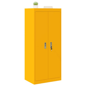 Senfgelber Stahlschrank, 60x40x140 cm