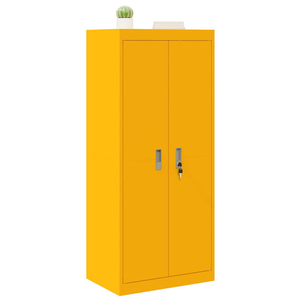 Senfgelber Stahlschrank, 60x40x140 cm