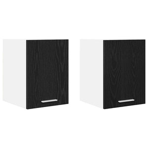 Hängeschrank 2er Set Schwarz Eiche/Weiß