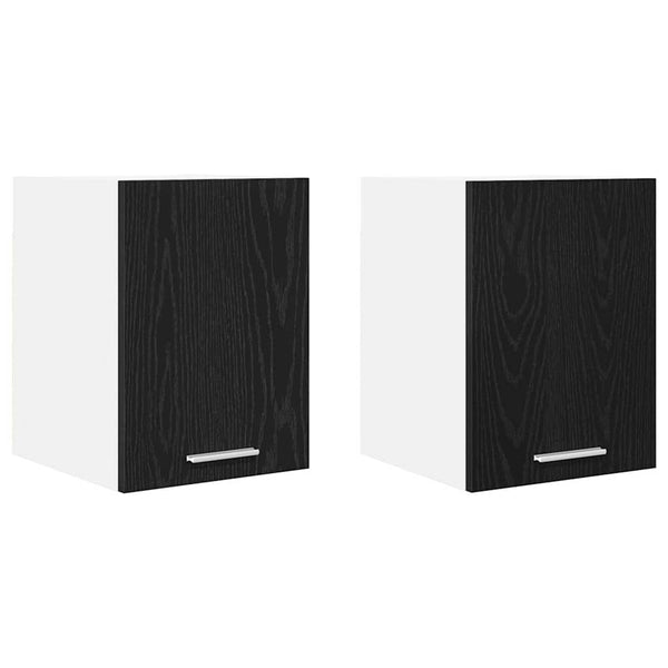 Hängeschrank 2er Set Schwarz Eiche/Weiß