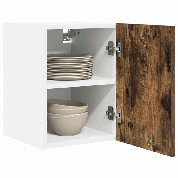 Hängeschrank Set, Geräucherte Eiche/Weiß