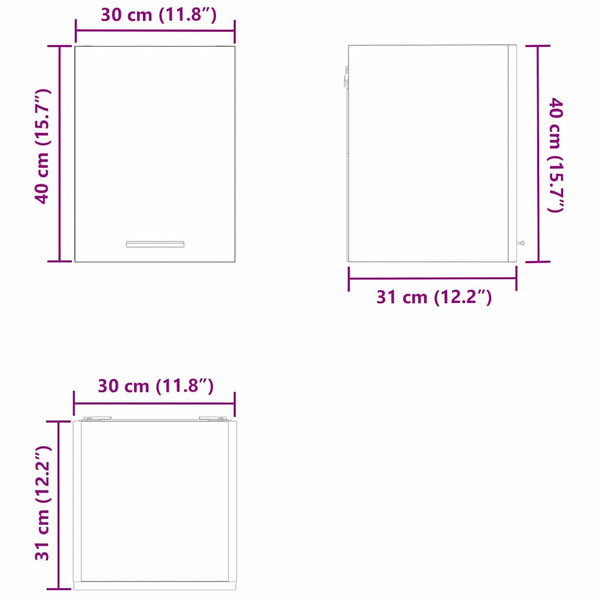 Hängeschrank Set, Geräucherte Eiche/Weiß