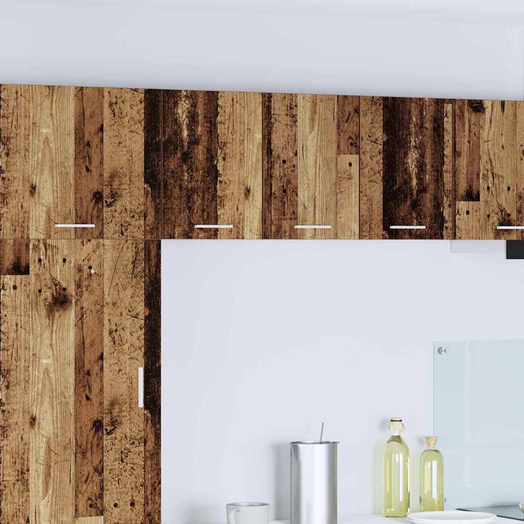 Hängeschrank mit Tür, 2er-Set, Altholz/Weiß
