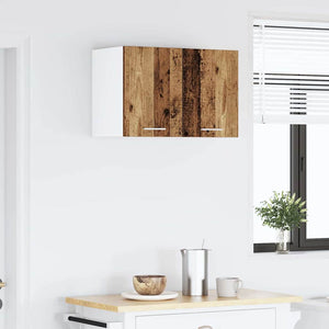 Hängeschrank mit Tür, 2er-Set, Altholz/Weiß