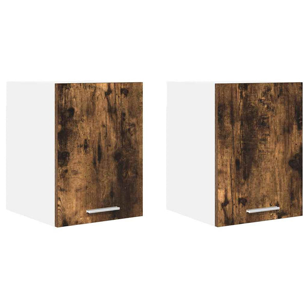 Hängeschrank mit Tür, 2er-Set, Altholz/Weiß