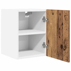 Hängeschrank mit Tür, 2er-Set, Altholz/Weiß